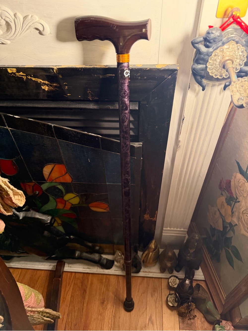 Elegant Purple Swirl Handle Walking Cane